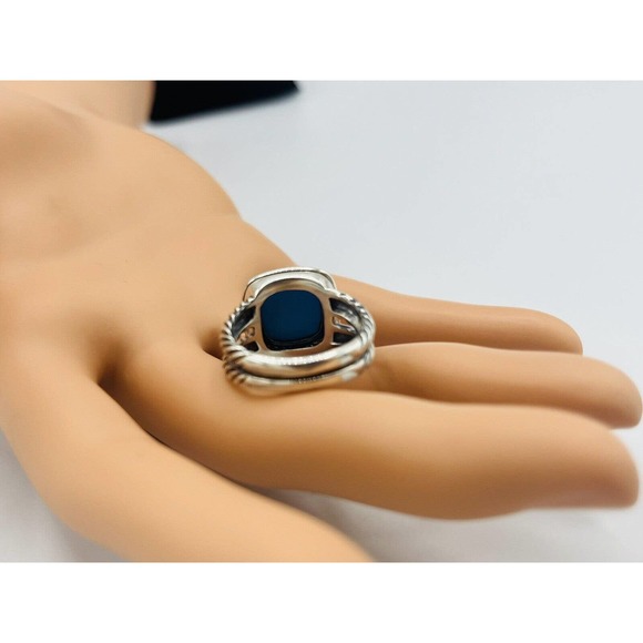 David Yurman Albion 11mm Turquoise & Diamond Ring Size 6 - Picture 6 of 6